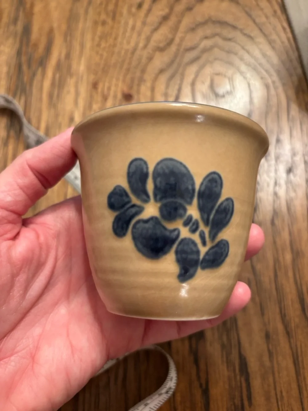 Vintage Pfaltzgraff USA Stoneware Set 5 Blue Floral Custard Juice Cups Tumblers